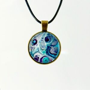 Artistic Blue and Purple Swirl Pendant Necklace